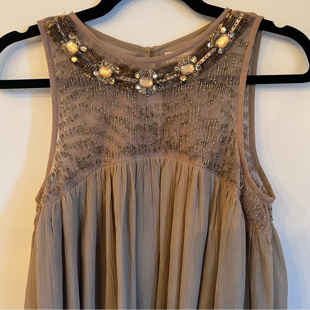 Moulinette Soeurs Swingy Sleeveless Sonora Dress Gray with Collar Embellishment - Picture 5 of 11